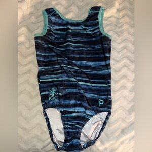 Plum Practicewear Blue Striped Gymnastics Leotard